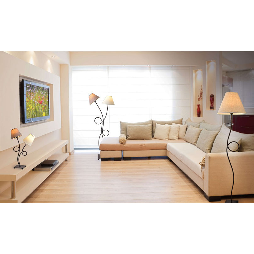 Tafellamp, 2-flame "boho" ", tafellamp bruin/beige, met E14-aansluiting, voor eetkamer, woonkamer, gang of kantoor, 65 cm hoog