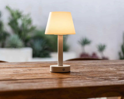 Zoë Witte Houten Oplaadbare Tafellamp | Draadloos, dimbaar, USB-C, batterij met een levensduur van 80 uur