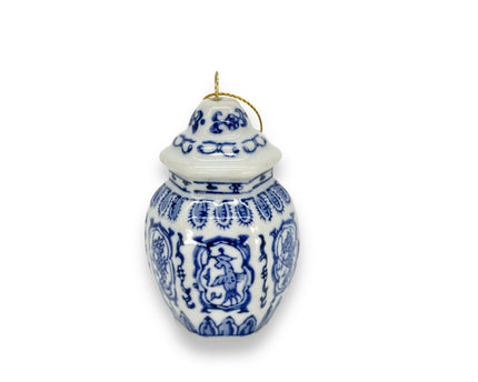Blauw-wit porseleinen mini kersthanger