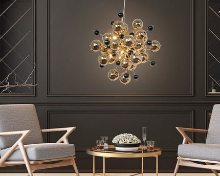 Hanger lamp "explosie" van metaal en glas, G9 -versies, hangende lamp voor eetkamer, woonkamer, gang of kantoor, Øca. 65 cm