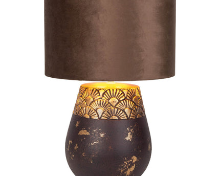 Keramische tafellamp "Bronco", tafellamp, keramiek, beige/grijs, met E14 -aansluiting, voor eetkamer, woonkamer, gang of kantoor, 39 cm hoog