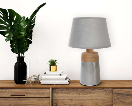 Keramische tafellamp "Talia", tafellamp gemaakt van keramiek, beige/grijs, met E14 -aansluiting, voor eetkamer, woonkamer, gang of kantoor, 31 cm hoog