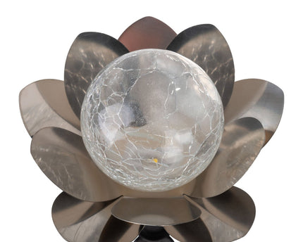 Solar-deco-earthspieß 3 set "lule" Ø ca. 10 cm, ca. 20 cm hoog, roestvrij staal, glas met een knettereffect