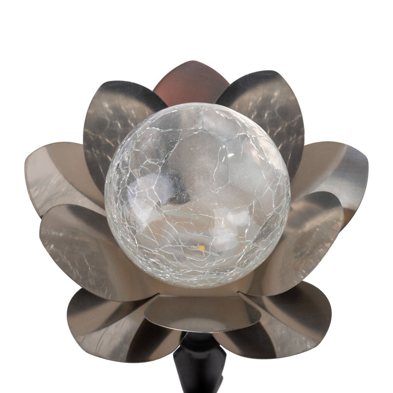 Solar-deco-earthspieß 3 set "lule" Ø ca. 10 cm, ca. 20 cm hoog, roestvrij staal, glas met een knettereffect