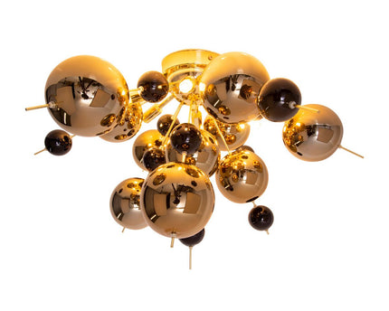 Plafondlamp "explosie" goud gemaakt van metaal en glas, G9 -versies, plafondlamp voor eetkamer, woonkamer, gang of kantoor, Ø57 cm