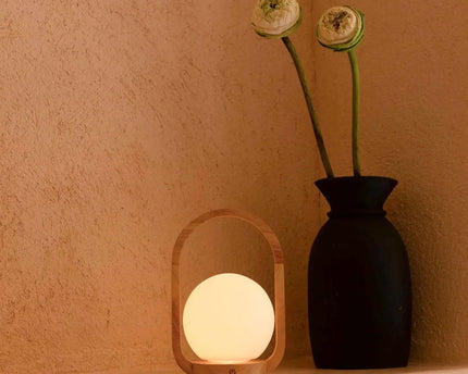 Skye Lichtbruine Houten Snoerloze Lamp | Oplaadbaar en dimbaar ontwerp
