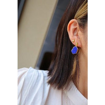 Royal Blue Lapis Lazuli zeshoekige oorbellen