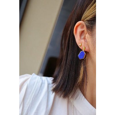 Royal Blue Lapis Lazuli zeshoekige oorbellen