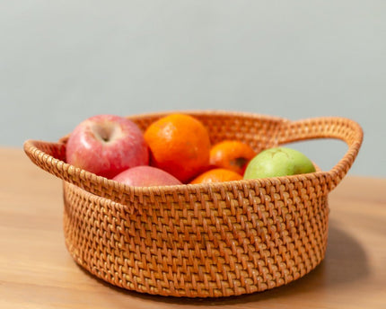 Kleine rotan opbergmand Decoratieve mand SUWARI (2 maten), geweldig als Breasmand of fruitschaal