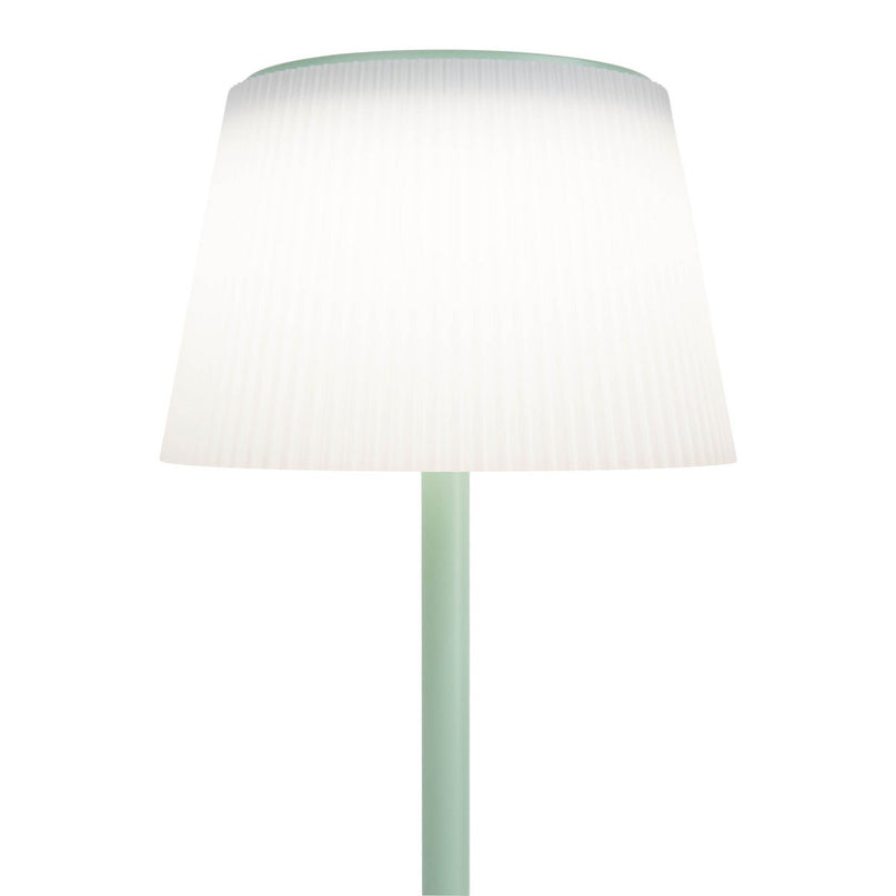 Zonne -batterijlamp "EMMI" 38 cm hoog, paraplu Ø 13 cm, metaal in mint en wit plastic, voor de buitenruimte, dimable CCT.