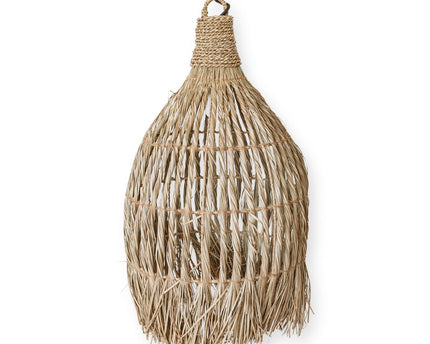 Plafondlamp van zeegras – Boho lampenkap hanglamp – natuurlijke hanglamp – grote trechtervormige zeegras lampenkap LAMPUNG (Ø 40 cm)