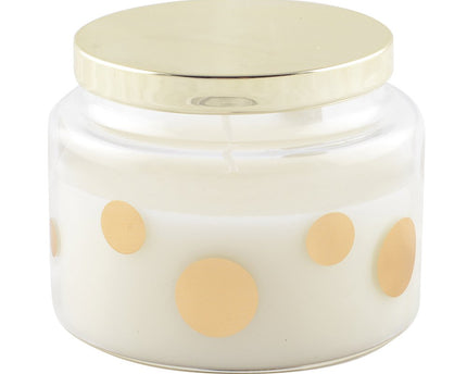 Ronde kaars met stippen en gouden salie parfumdeksel