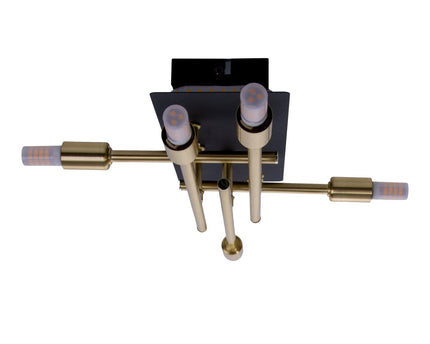 LED -plafondlamp "Ancona" met achtergrondverlichting gemaakt van metaal in zwart en messing, G9 -versies, lamp voor woonkamer, eetkamer, gang en kantoor, ca.