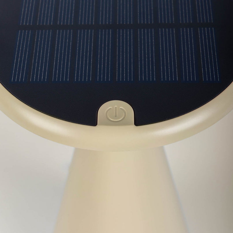 Zonne -batterijtafellamp "Palu" voor buiten en binnen, gemaakt van plastic in beige, 20 cm hoog