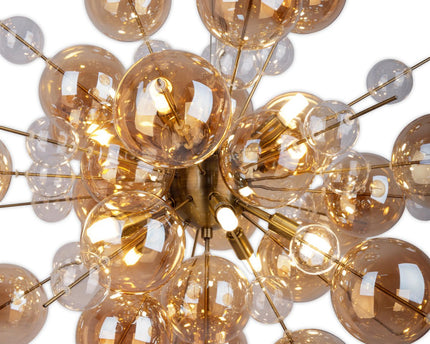 Hanger lamp "explosie" barnsteen gemaakt van metaal en glas, G9 -versies, hangende lamp voor eetkamer, woonkamer, gang of kantoor, hangende lamp ØCA. 65 cm
