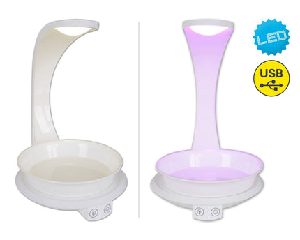 LED -plantentablet Licht 24 cm hoog, gemaakt van metaal en plastic in het wit, met geïntegreerde LED