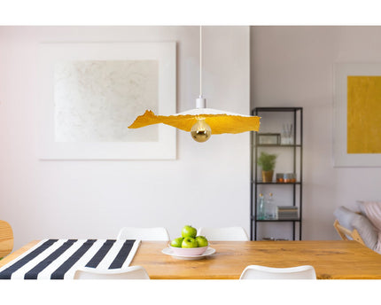 Papieren hanglamp "gek papier" Ø 56 cm gemaakt van gecoat papier in wit, E27 -versie, verlichting voor woonkamers of kantoor
