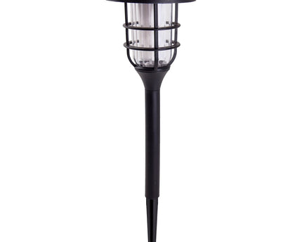 3 Set LED Outdoor Earth Spit 34 cm High, Skeer gemaakt van zwart plastic met geïntegreerde LED, zonnelampje voor buiten