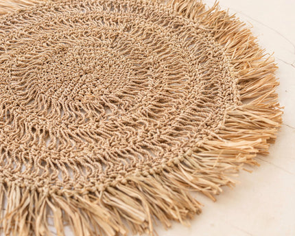 Placemat (set van 2, 4 of 6) 45 cm ronde Boho placemat WAISAI gemaakt van raffia