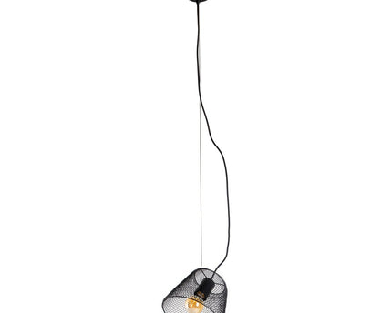 Hanger Lamp "Korie", metalen hanglamp in het zwart, met E27 -aansluiting, Ø20cm, voor woonkamer en kantoor.