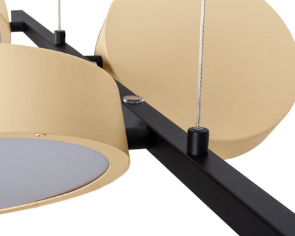 Led hanger lamp "Tessa" amandel, 150 cm hoog, 110 cm lang, gemaakt van metaal in matte amandel (Pantone 481 C) en zwart -wit plastic