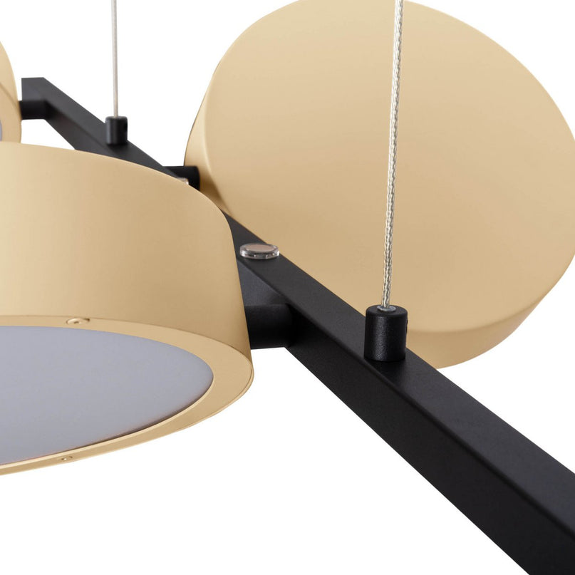 Led hanger lamp "Tessa" amandel, 150 cm hoog, 110 cm lang, gemaakt van metaal in matte amandel (Pantone 481 C) en zwart -wit plastic