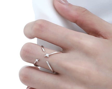 Sterling Silver Star Trace dubbelzijdige ring