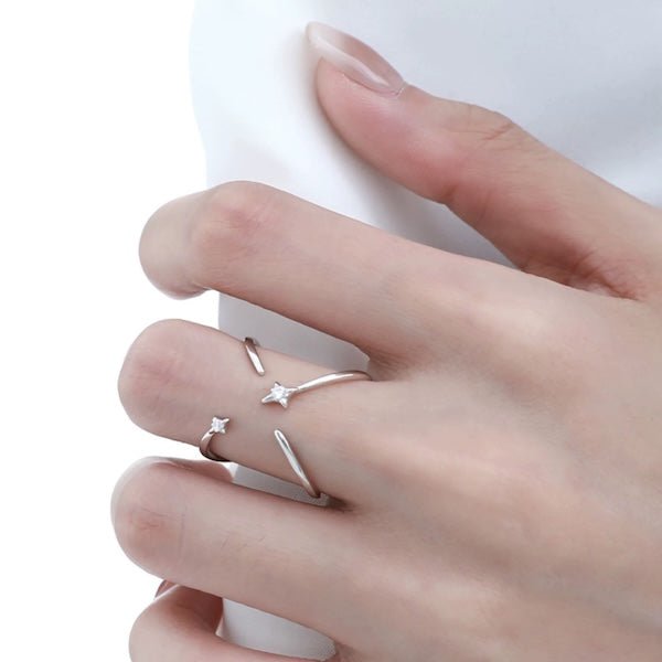Sterling Silver Star Trace dubbelzijdige ring