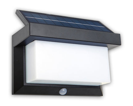 LED Solar Buitenwandlamp met bewegingsdetector, voor buiten, wandlamp - Plastic in zwart, met geïntegreerde LED