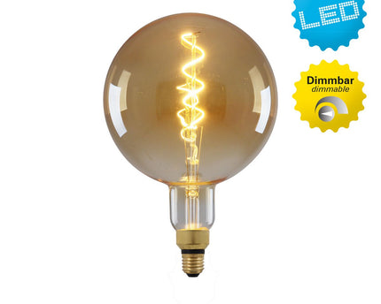 LED -lamp "Dilly Max", 5 watt, gloeilamp gemaakt van metaal en glas, warm wit, E27 Socket LED, decoratieve LED -lamp ca.