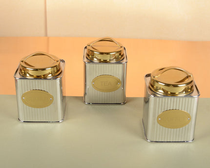 Zilveren en gouden thee doos 10x10x10cm