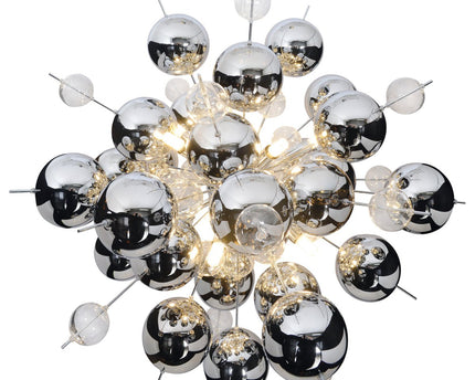 Hanger lamp "explosie" chroom gemaakt van metaal en glas, G9 -versies, hangende lamp voor eetkamer, woonkamer, gang of kantoor, Øca. 65 cm