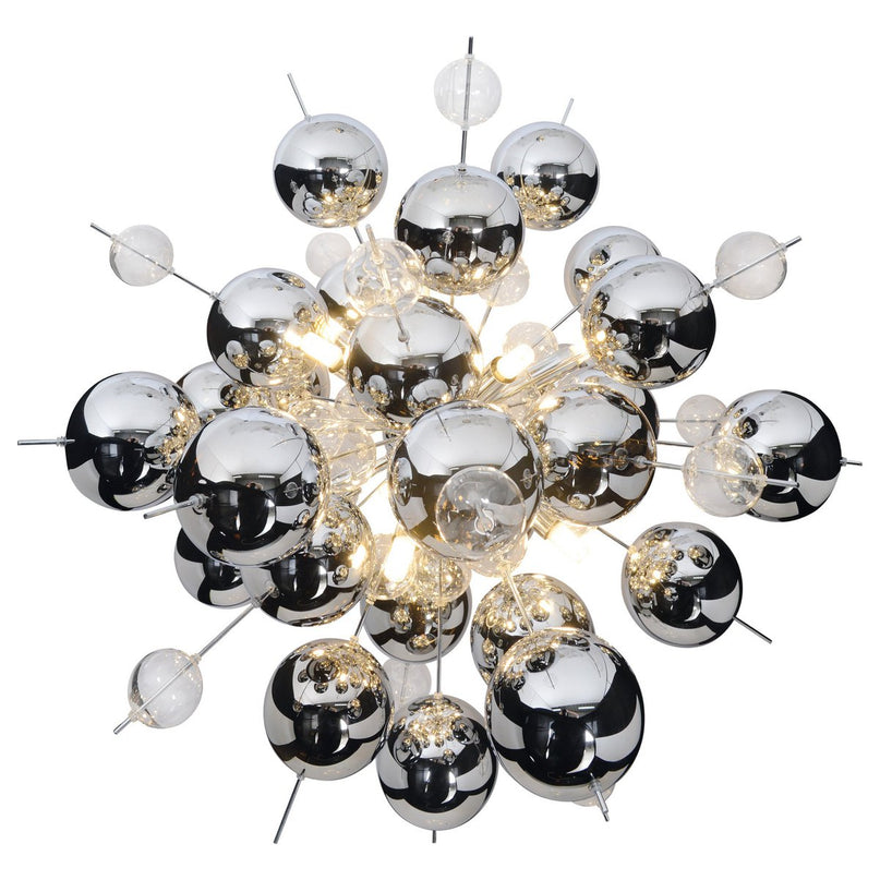 Hanger lamp "explosie" chroom gemaakt van metaal en glas, G9 -versies, hangende lamp voor eetkamer, woonkamer, gang of kantoor, Øca. 65 cm