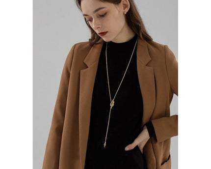 Minimalistische lange trui ketting met knoop