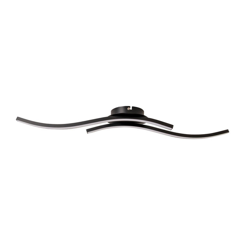 LED-wand/plafondlamp "Onda", plafondlamp gemaakt van metaal en plastic in zwart, met stevig ingebouwde LED's, verlichting voor woonkamer, eetkamer of kantoor 65 cm lang