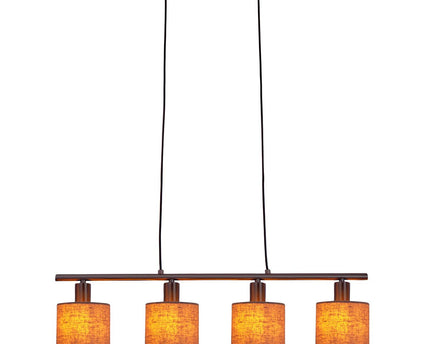 4 hanger lamp "maron" gemaakt van metalen satin mat met stof paraplu's in de natuur, met E14-aansluiting, lamp voor woonkamer of eetkamer, 71,5 x 12 cm