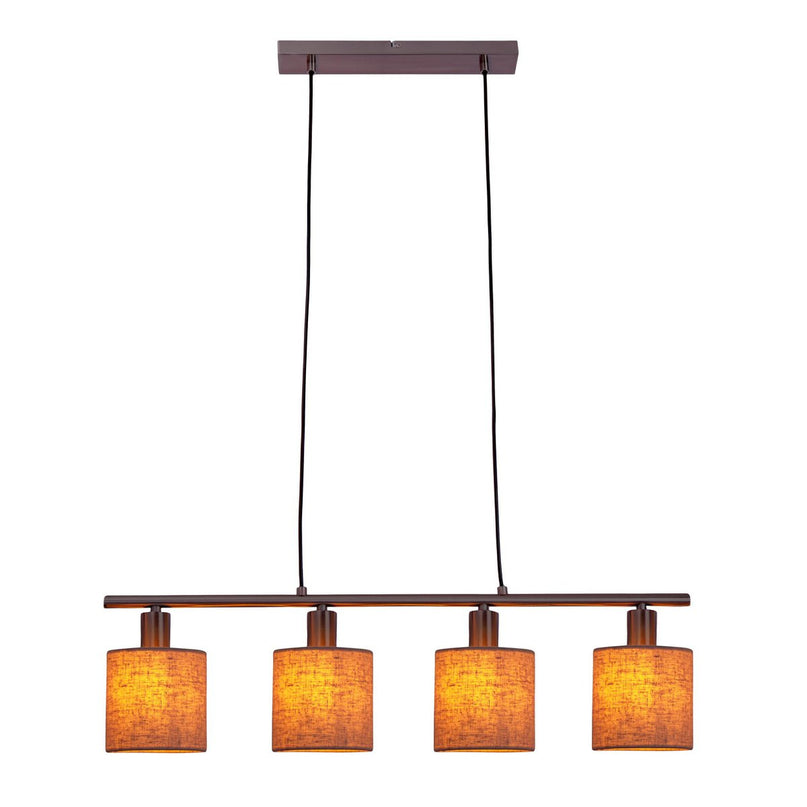 4 hanger lamp "maron" gemaakt van metalen satin mat met stof paraplu's in de natuur, met E14-aansluiting, lamp voor woonkamer of eetkamer, 71,5 x 12 cm