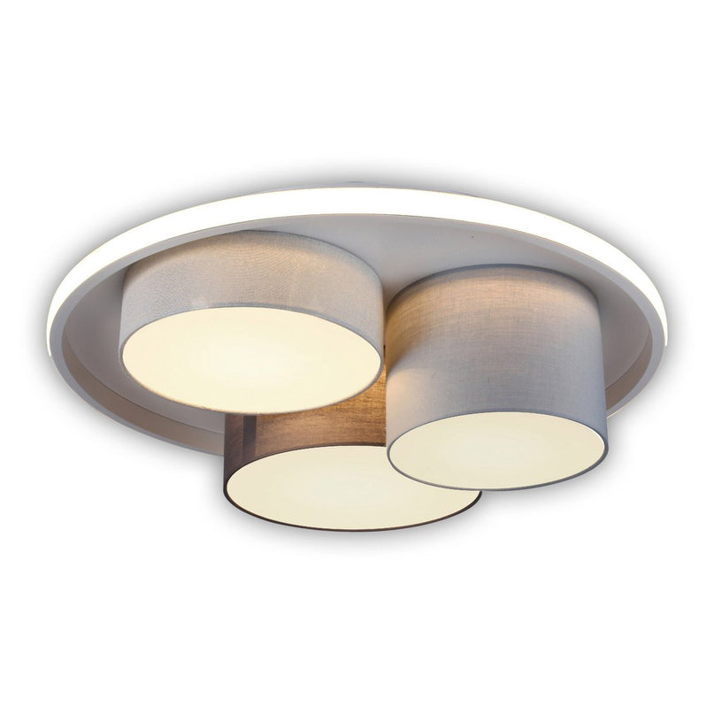 3-geleide plafondlicht "Eppan" Ø 56 cm, gemaakt van metaal, plastic en textiel in grijs, geïntegreerde LED's, verlichting voor woonkamer, kantoor of toegangsruimte