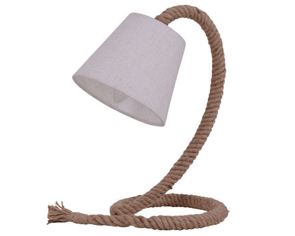 Tafellamp met tekstblazer "touw", tafellamp gemaakt van metaal, plastic, jute en textiel in wit, met E14 -versie, voor woonkamers, gang of kantoor, 35 cm hoog