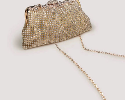 Luxe clutch met diamantlook, goud en zilver