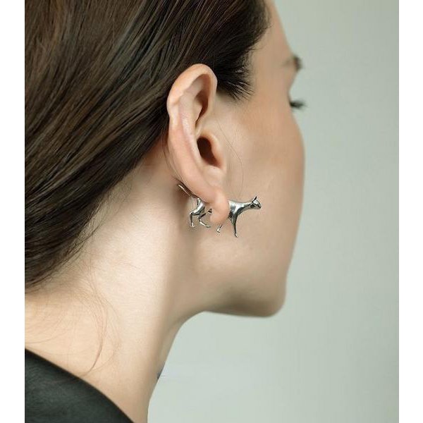 Puppy n Cat Design dubbelzijdige oorbel, één stuk