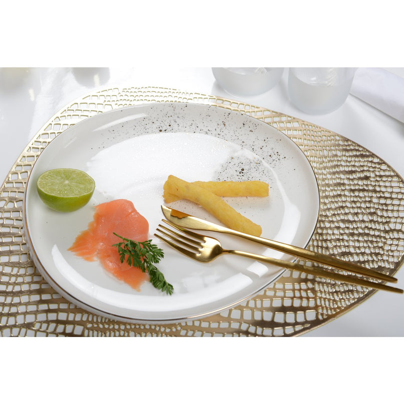 Witte ovale dessertplaat of flits of