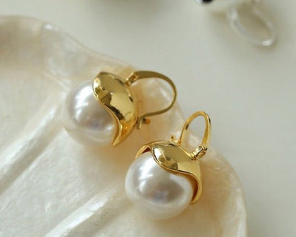 Chique moderne vintage pareldruppel oorbellen