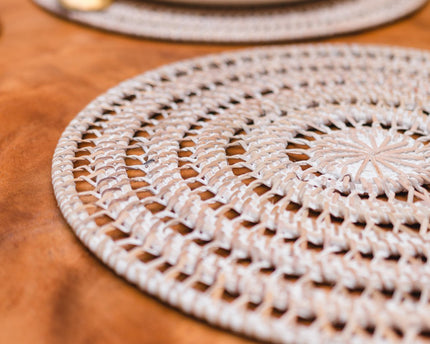 Placemat (set van 2, 4 of 6) ILUH 35 cm | Boho Tafelmat gemaakt van rotan