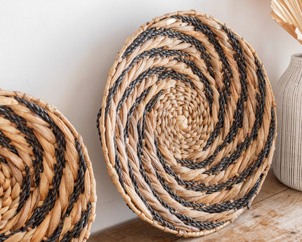 Ronde wandmand of decoratieve schaal BANDUNG van waterhyacint (2 maten)
