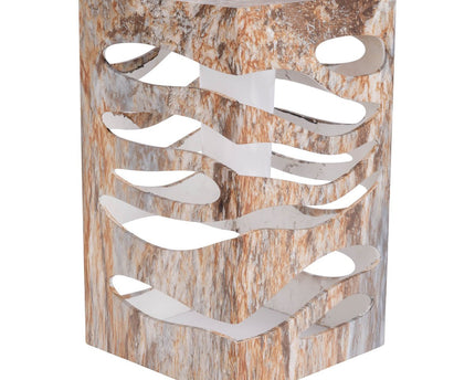 LED Decoratief-Solar Light "Hilda", 12,3 x 12,3 cm, 20 cm hoog, gemaakt van hoogwaardige plastic, bruin-beige marmeren afwerking, geïntegreerde LED, warm wit