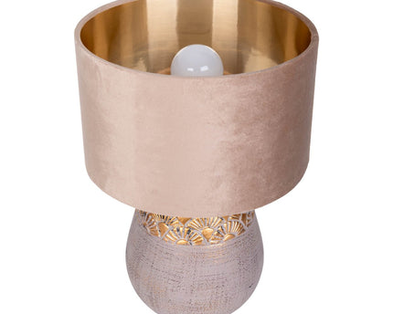 Keramische tafellamp "Bronco", tafellamp, keramiek, beige/grijs/goud, met E14 -aansluiting, voor eetkamer, woonkamer, gang of kantoor, 39 cm hoog