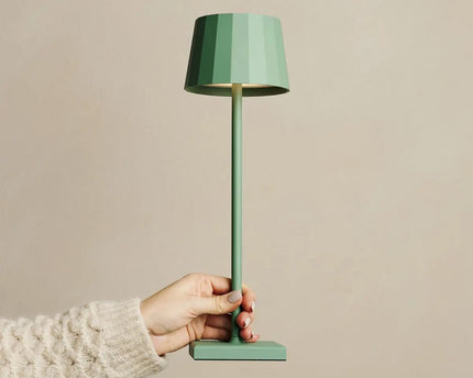 Wouter salie groen oplaadbare tafellamp-draadloos opladen, dimable, 120 uur batterijduur