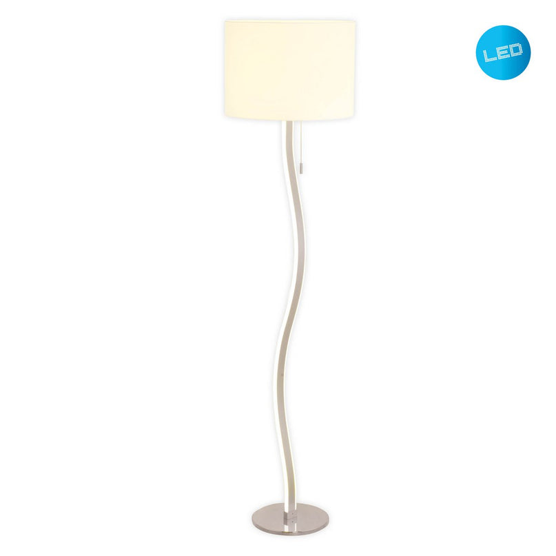 LED -vloerlamp "Aurelia" gemaakt van metaal en plastic in wit met stevig ingebouwde LED's, 163 cm hoog, verlichting voor woonkamer, eetkamer of kantoor