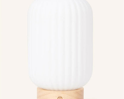 Unieke oplaadbare lamp Lilly – matglas en houten voet, dimbaar, 3 lichtmodi